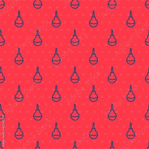 Blue line Enema icon isolated seamless pattern on red background. Enema with a plastic tip. Medical pear. Vector