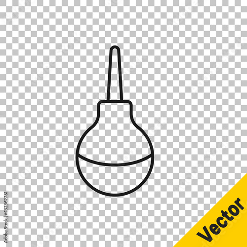 Black line Enema icon isolated on transparent background. Enema with a plastic tip. Medical pear. Vector