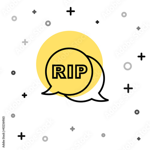 Black line Speech bubble rip death icon isolated on white background. Random dynamic shapes. Vector