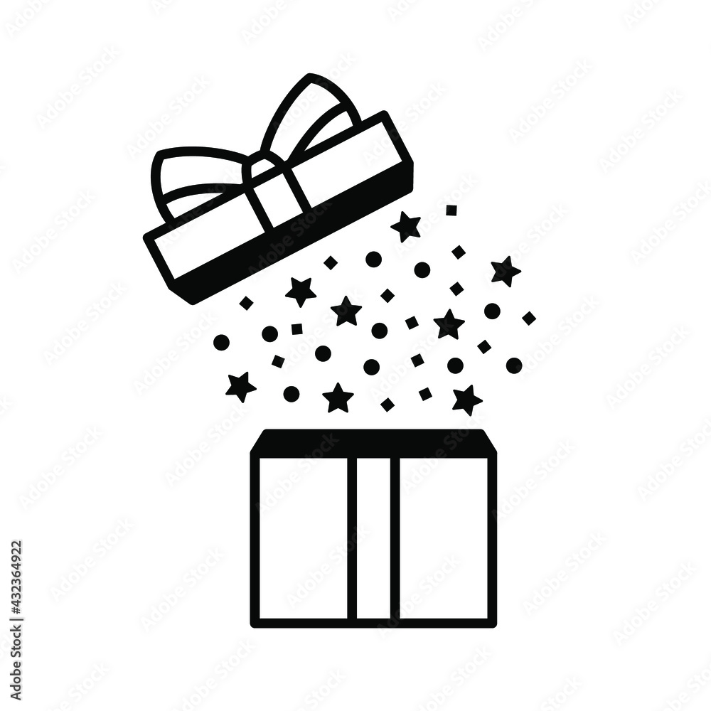 Vector of open gift box icon, Simple outline flat design isolated on white background Vector of open gift box icon, Simple outline flat design isolated on white background