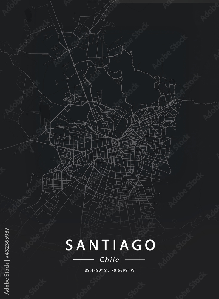 Map of Santiago, Chile