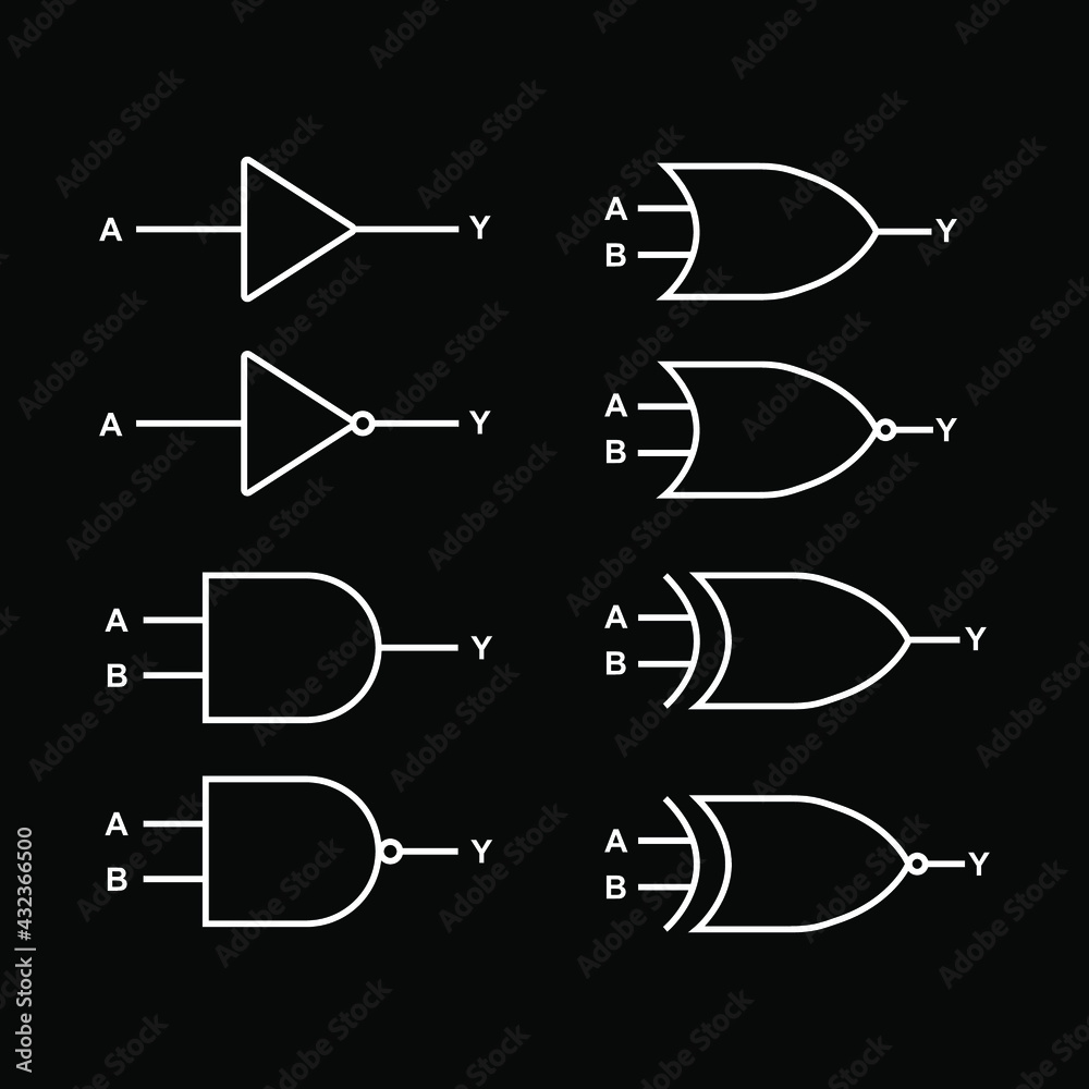 electronic circuit symbol, logic gate icon, logic gate circuit Stock