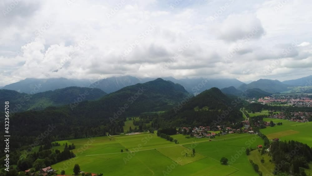 Panorama from the air Forggensee and Schwangau, Germany, Bavaria Panorama from the air Forggensee and Schwangau, Germany, Bavaria