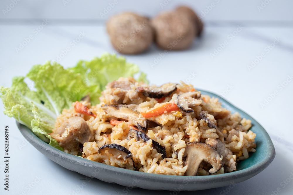 Shiitake Mushroom Fried Rice with Pork and Egg Shiitake Mushroom Fried Rice with Pork and Egg