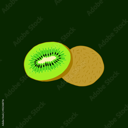 Bright composition with kiwi fruits. Vector drawing.