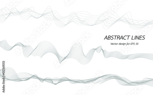 Abstract wave design geometric pattern. Background digital technology line frequency  smooth stripe  color tone white gray and black. Graphic element concept with copy space  crypto currency. Vector.