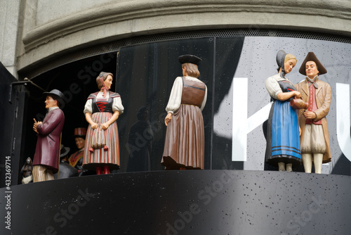 Wallpaper Mural Turning and spinning figures with traditional Swiss clothes at Glockenspiel of watch and jewelry shop Kurz at Bahnhofstrasse, City of Zurich. Photo taken May 7th, 2021, Zurich, Switzerland. Torontodigital.ca