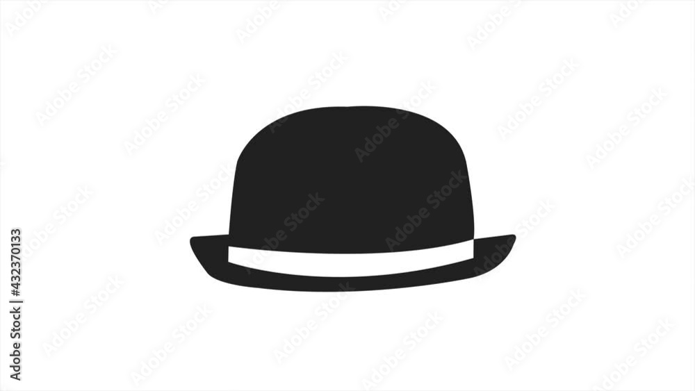 Fedora man hat icon isolated on white background. 4K Video motion graphic Fedora man hat icon isolated on white background. 4K Video motion graphic