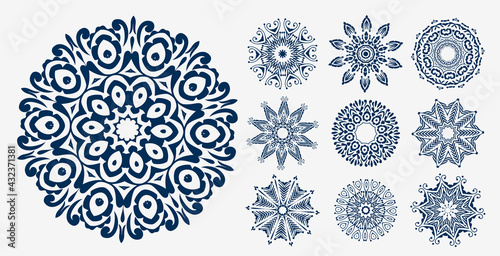 ethnic mandala decoration pattern set