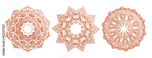 three detailed mandala pattern ethnic set