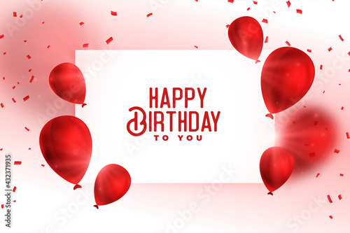 happy birthday red balloons card design