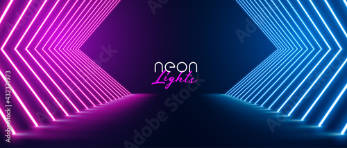 pink and blue neon stage path floor banner