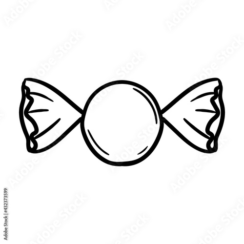Chocolate candy hand drawn vector doodle illustration. Cartoon candy. Isolated on white background. Sweet. Hand drawn simple element