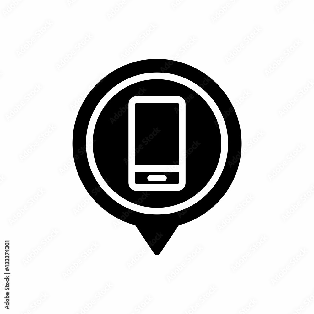 Smartphone device location pin icon with glyph style. Placeholder vector icon Smartphone device location pin icon with glyph style. Placeholder vector icon
