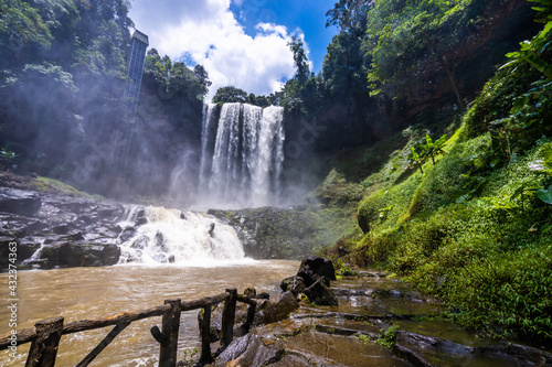 Beautiful Dambri waterfall is inside the forest  Bao Loc city  VietNam