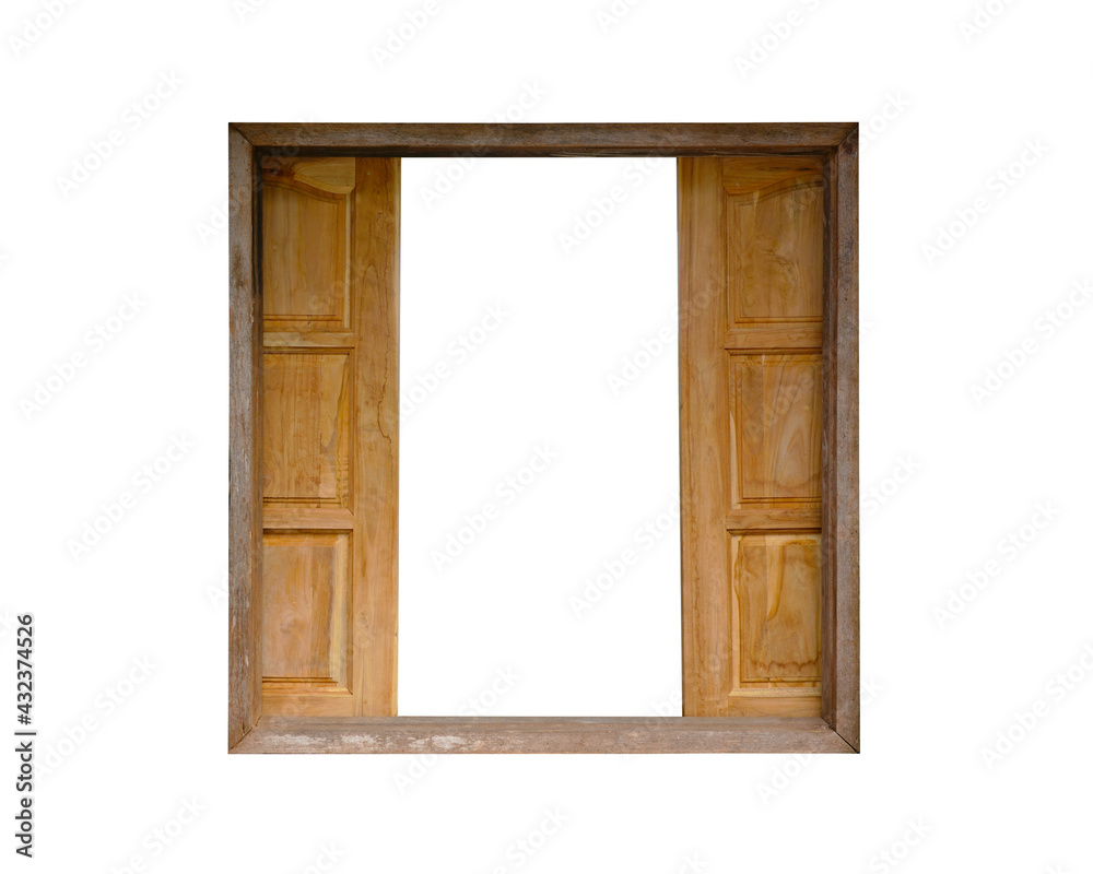 Obraz premium Wooden vintage window isolated on white background. This has clipping path.