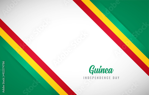 Happy Independence day of Guinea with Creative Guinea national country flag greeting background