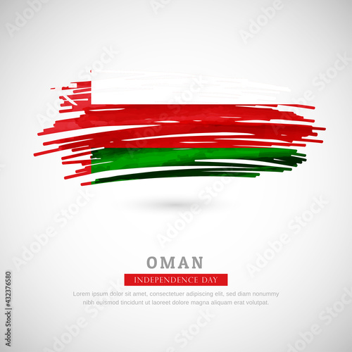 Brush flag of Oman country. Happy independence day of Oman with grungy flag background