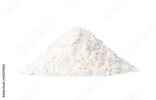 Pile of White flour isolated on white background.