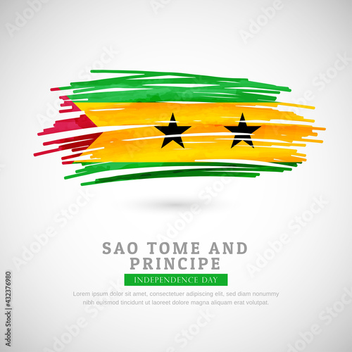 Happy independence day of Sao Tome and Principe with grungy flag background