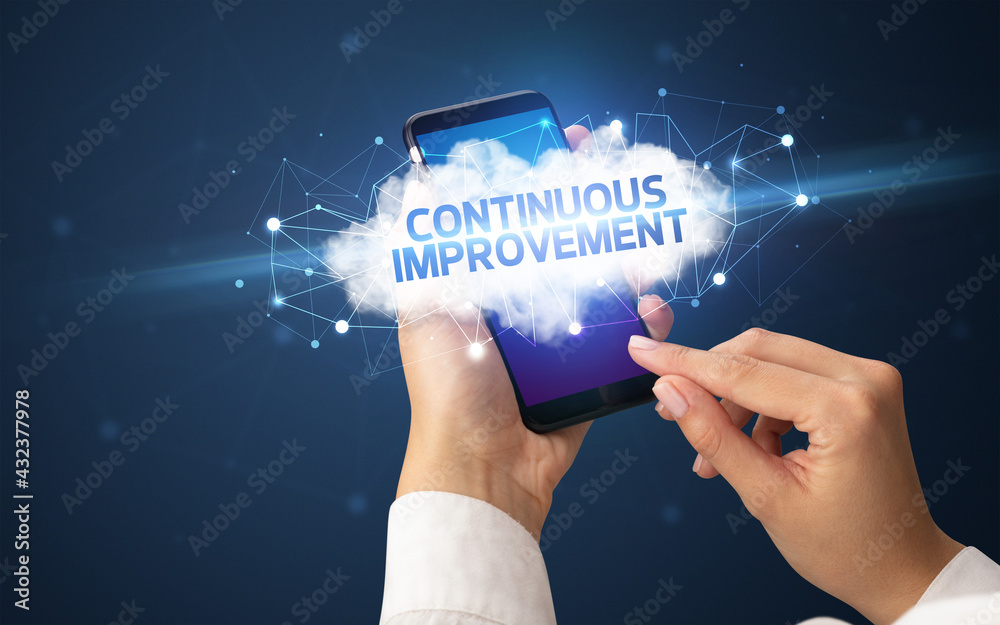 Hand using smartphone with cloud business concept Hand using smartphone with cloud business concept