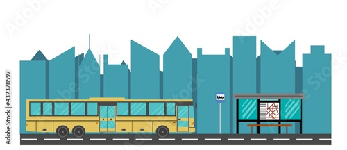 Yellow City Bus at the Stop