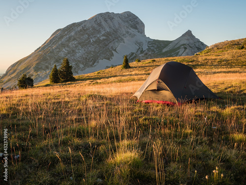 Sunset bivouac in the french Vercors National Park