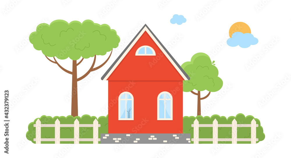 Vector illustration of a country house in a flat style House icon isolated on white background Vector illustration of a country house in a flat style House icon isolated on white background