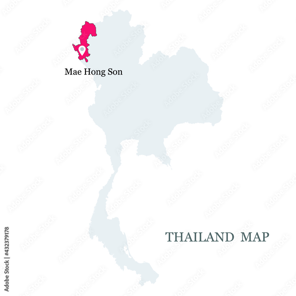 Maps of Thailand with maps pin on Mae Hong Son Province