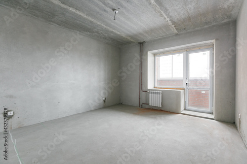 interior of the apartment without decoration in gray colors