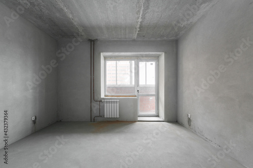 interior of the apartment without decoration in gray colors