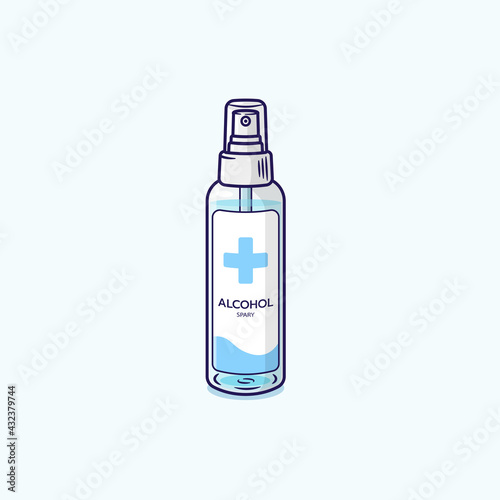 Spray alcohol, hand cleaning Prevents viruses and dirt. Clear bottle.