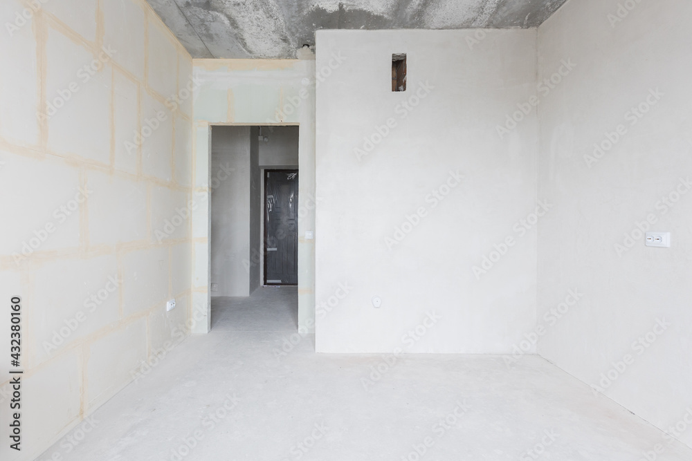 interior of the apartment without decoration in gray colors interior of the apartment without decoration in gray colors