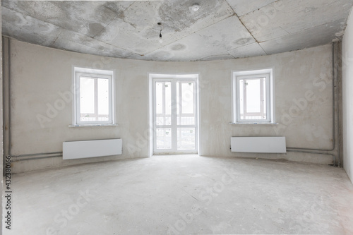 interior of the apartment without decoration in gray colors