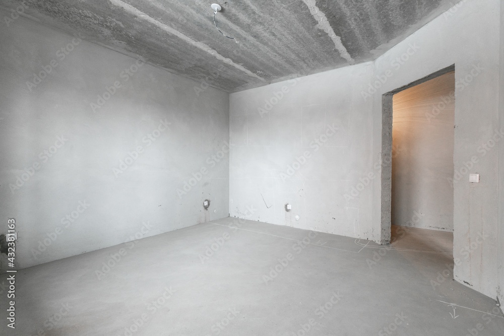 interior of the apartment without decoration in gray colors interior of the apartment without decoration in gray colors