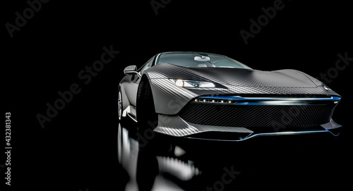 Fotografie black carbon fiber sports car. concept of sport and luxury.