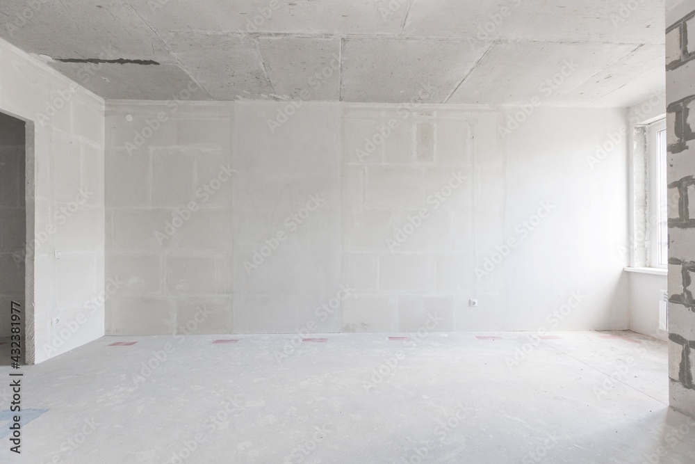 interior of the apartment without decoration in gray colors interior of the apartment without decoration in gray colors