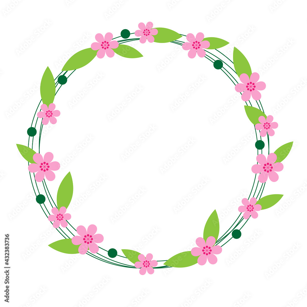 Cute flower circle frame on white background Cute flower circle frame on white background