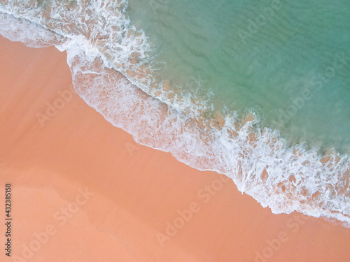 Beach, Galicia, Spain - June 2020: Aerial photo of a beach in Galicia