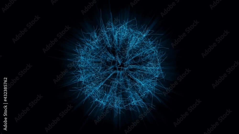 Ai sphere with line flow. Business worldwide technology digital design concept. Global communication network blue illustration. Futuristic technology motion background. Big Data Connection 4k seamless