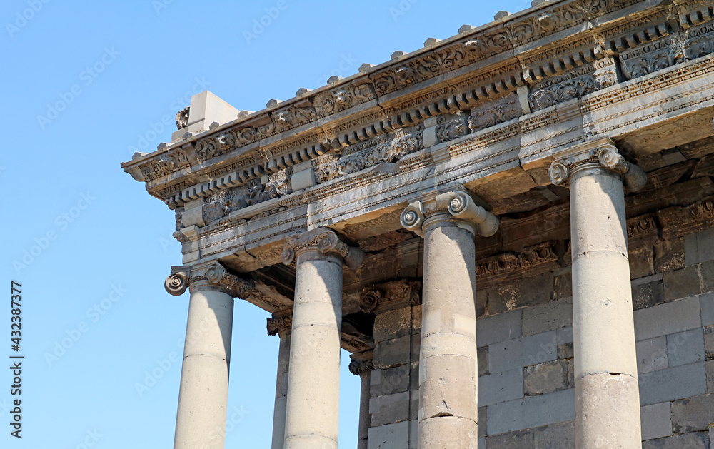 Amazing Exterior of Temple of Garni, pre-Christian Temple Dedicated to the Sun God Mihr, Kotayk Province, Armenia	