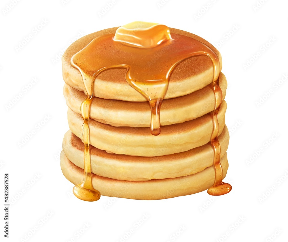 ホットケーキ パンケーキ イラスト リアル バター Stock Illustration Adobe Stock