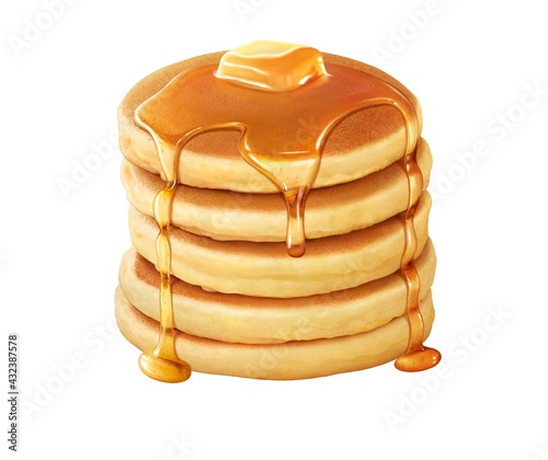 Tableau sur toile ホットケーキ パンケーキ イラスト リアル バター