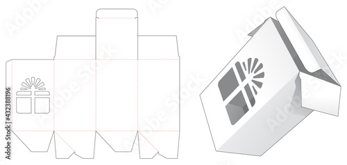 Packaging box with gift box stencil die cut template