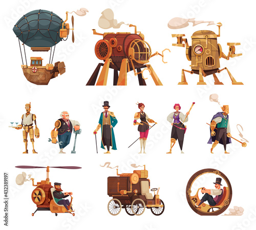 Steampunk Cartoon Set