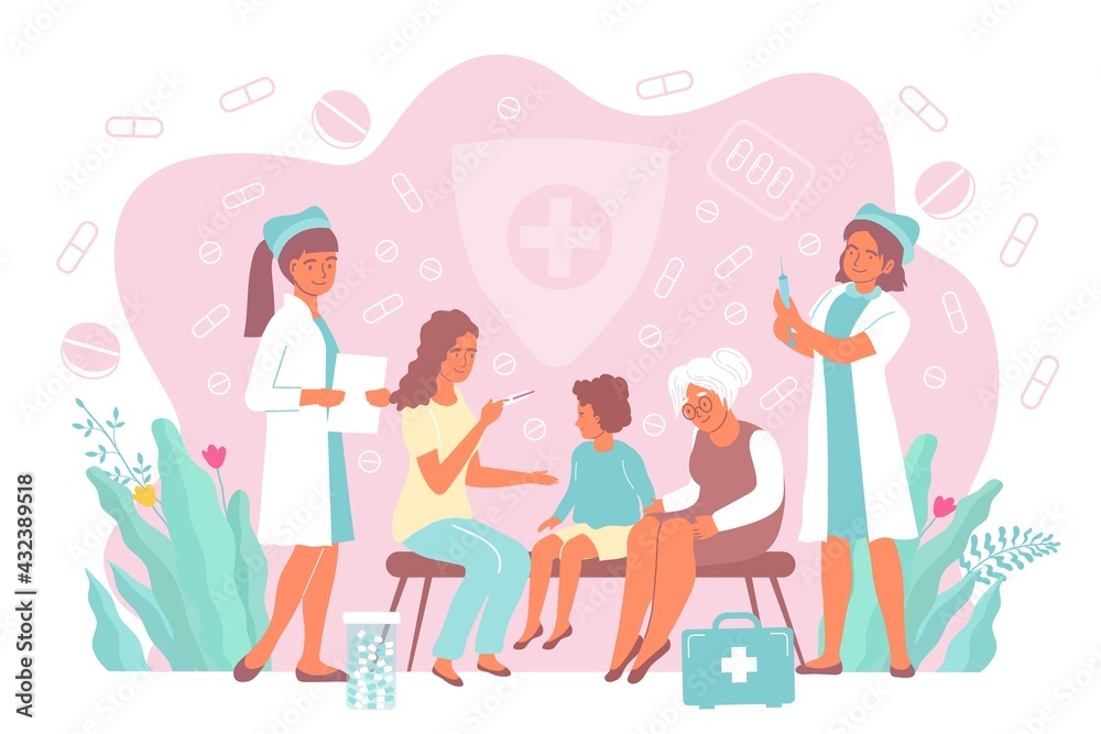 Child Health Care Flat Concept