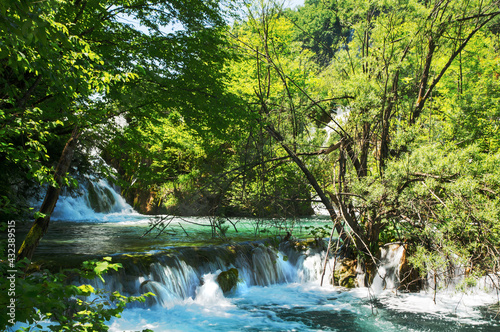 Small waterfalls in the Plitvice Lakes National Park.