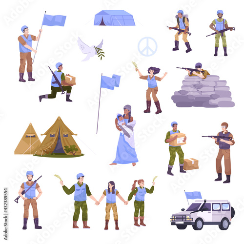 Peacekeepers Flat Isolated Icon Set