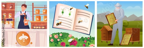 Beekeeping Flat Illustrations