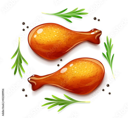 Chicken Leg. Turkey haunch. Bird food. Eps10 vector